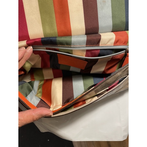 Coach Vintage City Willis In Colorblock Taupe/Blue/Orange Crossbody Turnlock - Picture 9 of 12